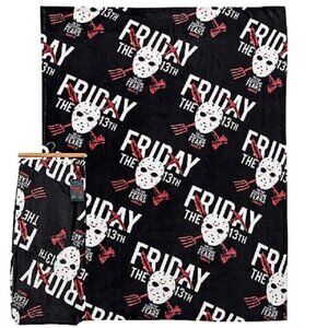 New Silk Friday the 13th Jason Voorhees Plush Fleece Gift Throw Blanket Mask NWT